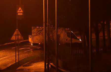 An abandoned suspect vehicle is seen at the scene of a security alert in Northland, Londonderry, Northern Ireland, January 21, 2019. REUTERS/Clodagh Kilcoyne