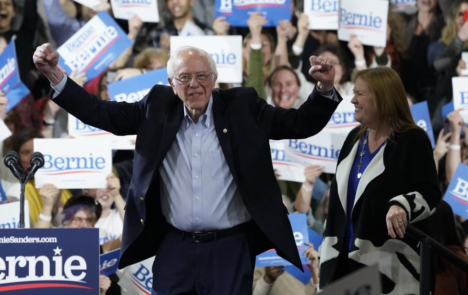 Bernie and Jane Sanders on Super Tuesday, March 3, 2020, in Essex Junction, Vermont.