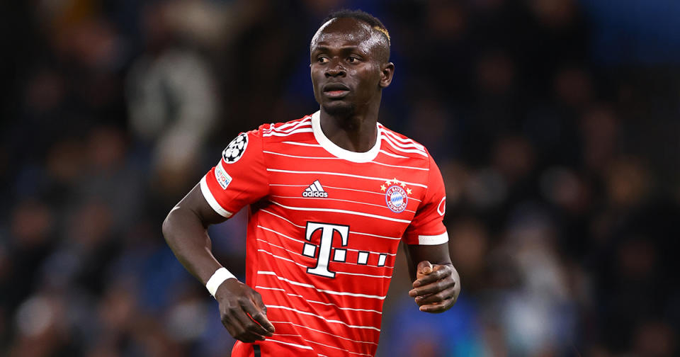 Sadio Mane of Bayern Munich during the UEFA Champions League quarterfinal first leg match between Manchester City and FC Bayern Munchen at Etihad Stadium on April 11, 2023 in Manchester, United Kingdom.