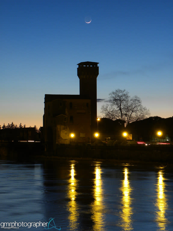 Giuseppe Petricca sent Space.com this image of the moon over a citadel near the Arno River, in Pisa, Italy on March 3, 2014.