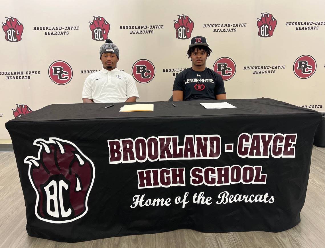 Brookland Cayce’s Jadyn Johnson and Naahzeikial Mays sign their letters of intent on Feb. 1, 2023.