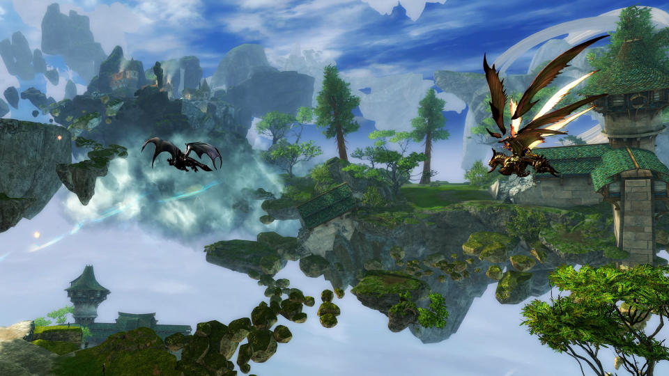 Skyscales flying over Skywatch Archipelago.