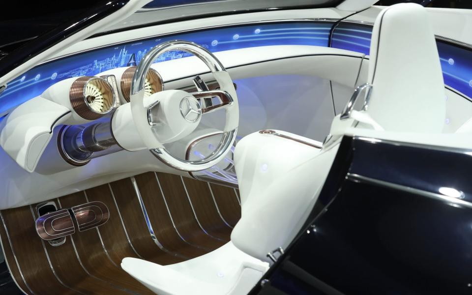 FRANKFURT AM MAIN, GERMANY - SEPTEMBER 12: This image shows interior details of the new Mercedes-Maybach 6 Cabriolet at the 2017 Frankfurt Auto Show on September 12, 2017 in Frankfurt am Main, Germany. The Frankfurt Auto Show is taking place during a turbulent period for the auto industry. Leading companies have been rocked by the self-inflicted diesel emissions scandal. At the same time the industry is on the verge of a new era as automakers commit themselves more and more to a future that will one day be dominated by electric cars. (Photo by Sean Gallup/Getty Images) - Sean Gallup/Getty Images Europe