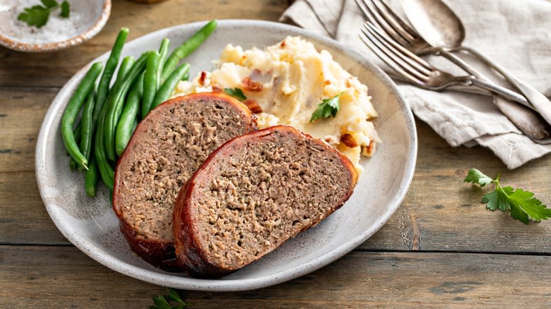 meatloaf with beans and potatoes