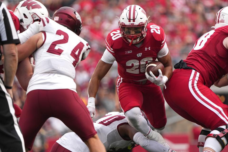 UW tailback Isaac Guerendo has 17 carries for 94 yards and three touchdowns in three games this season.