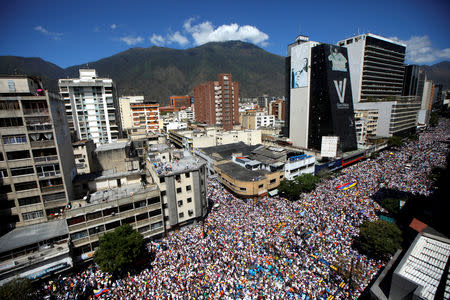 General view of opposition supporters taking part in a rally to commemorate the Day of the Youth and to protest against Venezuelan President Nicolas Maduro's government in Caracas, Venezuela February 12, 2019. REUTERS/Adriana Loureiro