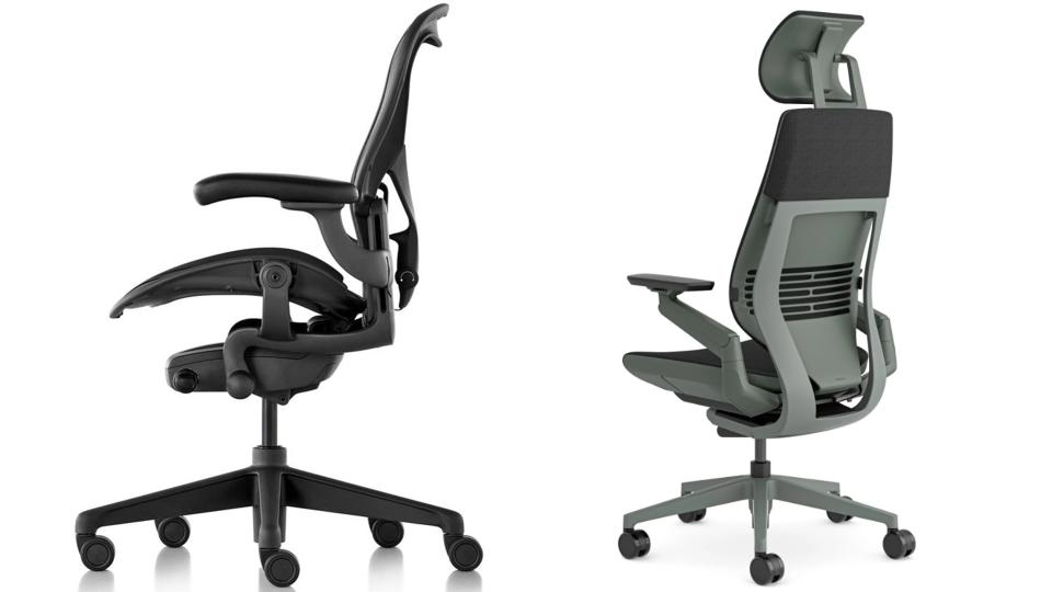 Herman Miller Aeron chair and Steelcase Gesture chair side-by-side