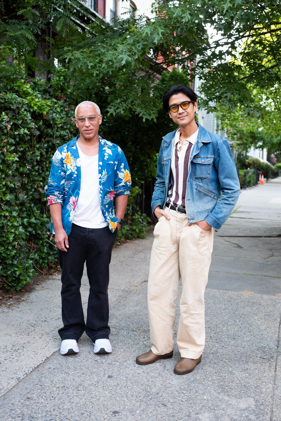 two men wearing cool clothes on the streets of new york