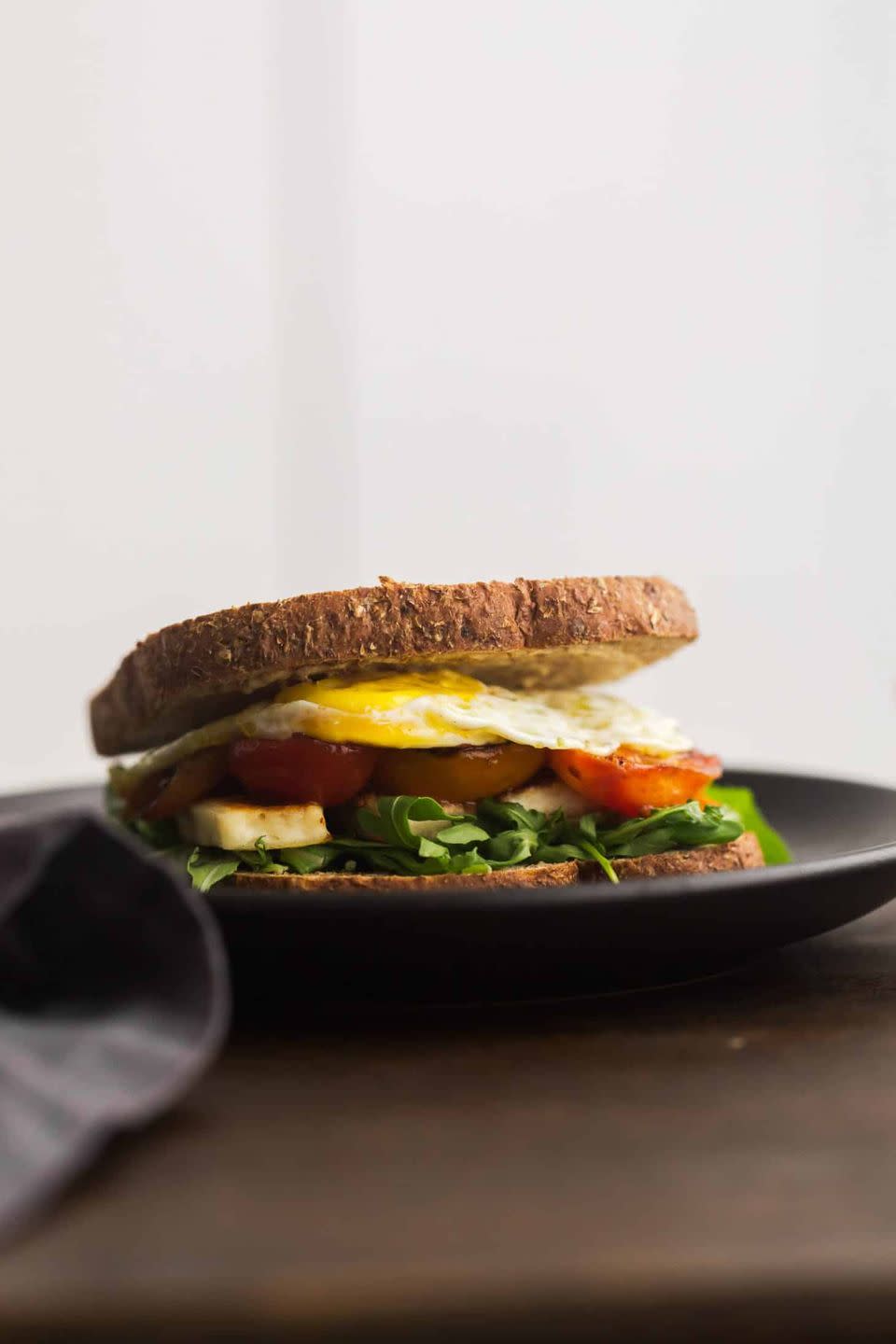 <p>This is definitely one way to make sure you get up on time in the morning, prepare yourself a halloumi breakfast sandwich!</p><p>Get the <a href="https://naturallyella.com/halloumi-breakfast-sandwich/" rel="nofollow noopener" target="_blank" data-ylk="slk:Halloumi Breakfast Sandwich;elm:context_link;itc:0;sec:content-canvas" class="link ">Halloumi Breakfast Sandwich</a> recipe.</p><p>Recipe from <a href="https://naturallyella.com/" rel="nofollow noopener" target="_blank" data-ylk="slk:Naturally Ella;elm:context_link;itc:0;sec:content-canvas" class="link ">Naturally Ella</a>.</p>