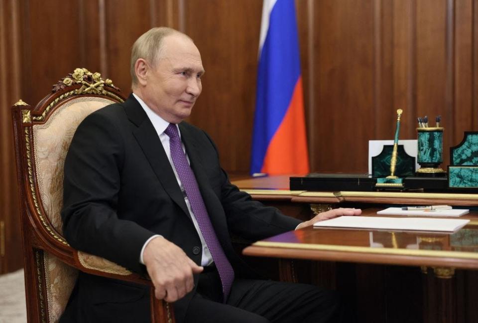 Russian President Vladimir Putin meets with Russian consumer rights watchdog Rospotrebnadzor head Anna Popova at the Kremlin in Moscow on September 14, 2022.