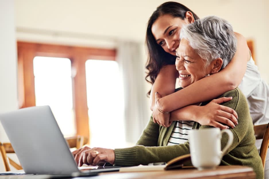 mum hugging grandma