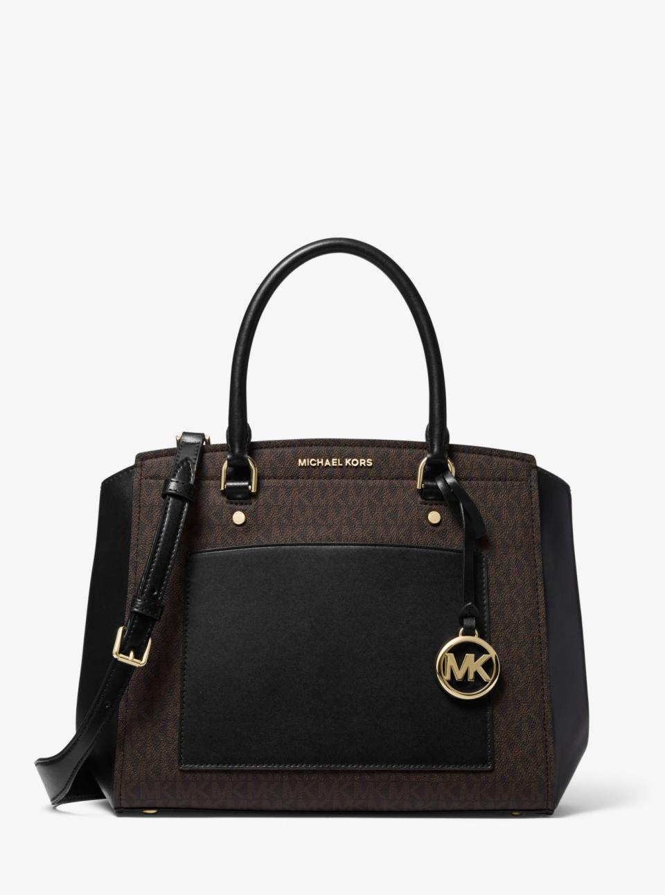 MICHAEL KORS Park Large Logo and Leather Satchel