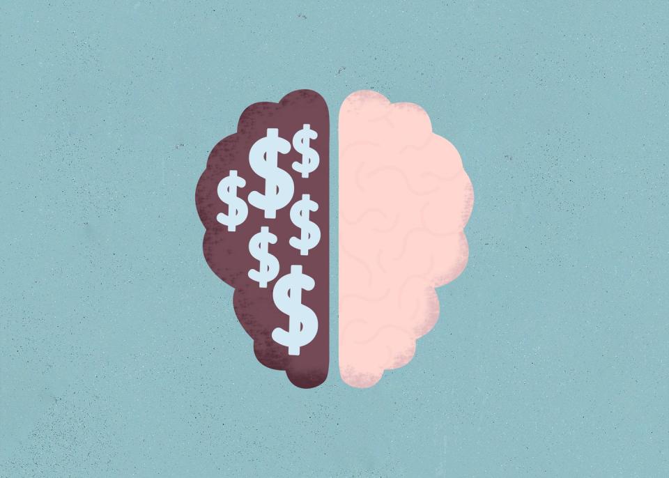 smarter giving concept of brain with money symbols