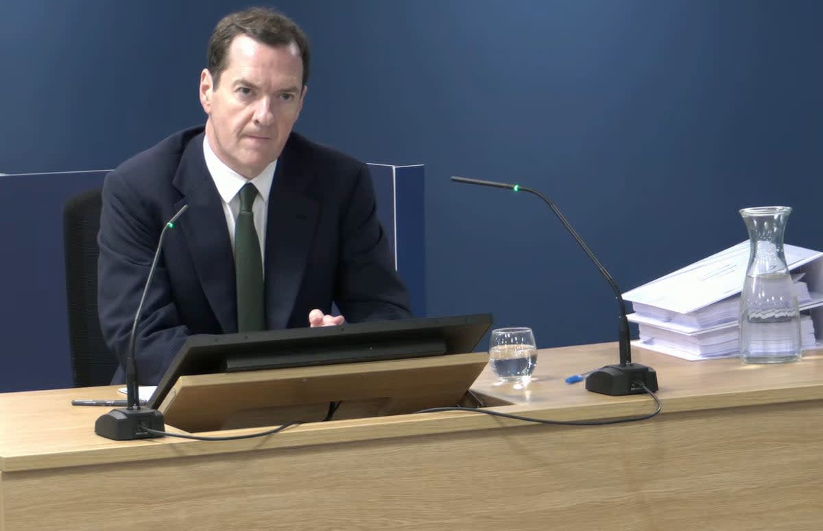 George Osborne at the inquiry (PA)