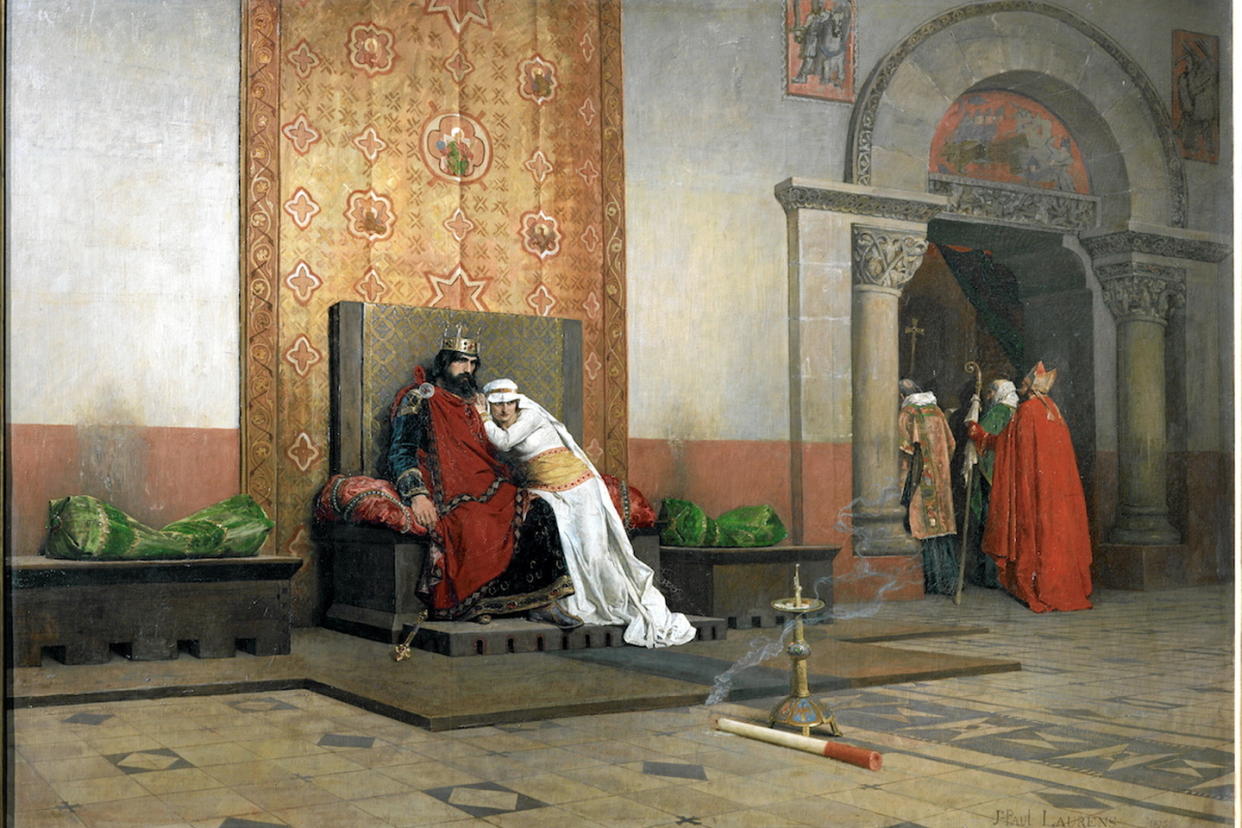  Robert II le Pieux (v. 972-1031), roi de France (996-1031), fils et successeur d’Hugues Capet (« L’excommunication de Robert le Pieux », peinture de Jean-Paul Laurens, 1875).  - Credit:akg-images / Erich Lessing / akg-images / Erich Lessing