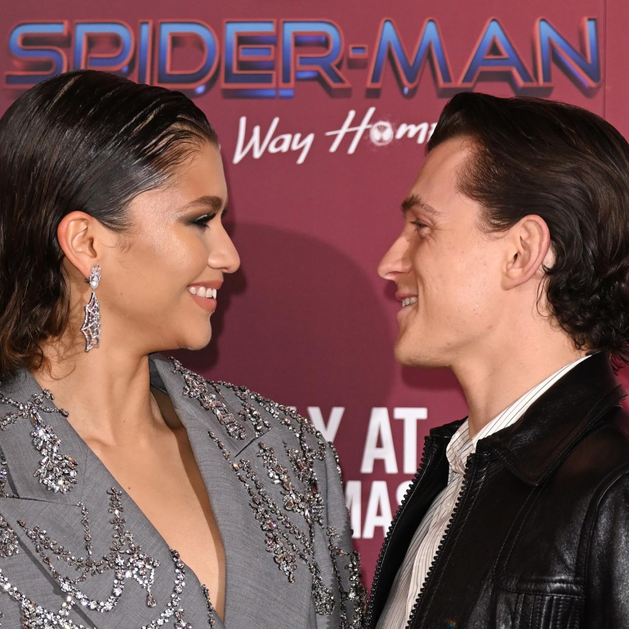  Tom Holland and Zendaya gaze at each other lovingly. 