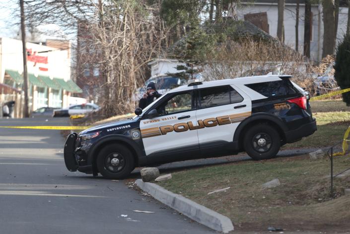 Police activity on Franklin St. in Spring Valley on Thursday, February 27, 2020.  One shooting victim was taken to Westchester Medical Center, police are searching for two suspects.