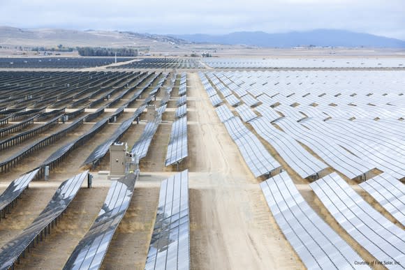 Large solar farm in the desert.