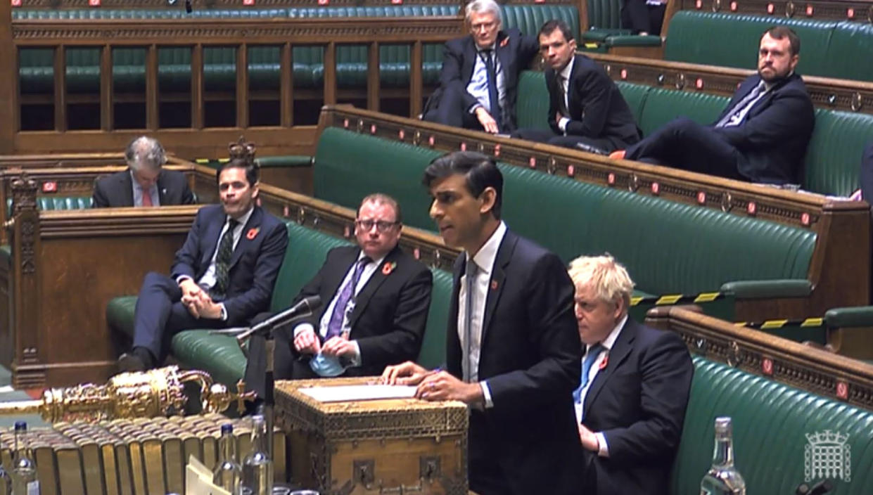 Chancellor of the Exchequer Rishi Sunak giving a statement to MPs in the House of Commons on economic measures for the second national lockdown in England. (Photo by House of Commons/PA Images via Getty Images)