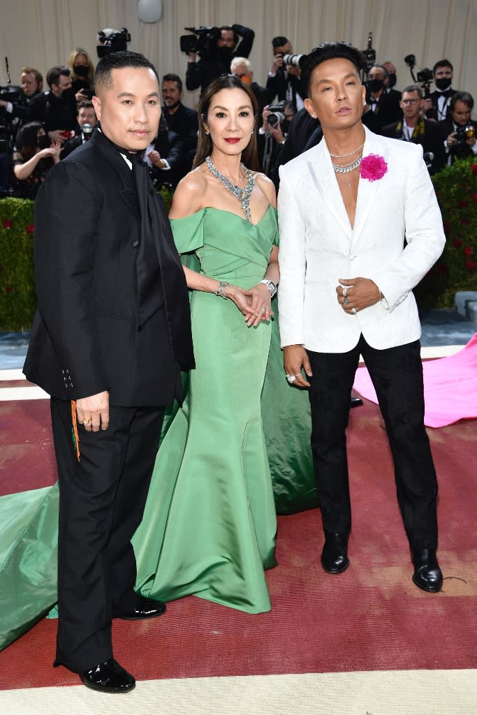 Michelle Yeoh, Phillip Lim and Prabal Gurung attend The 2022 Met Gala celebrating In America: An Anthology of Fashion at the The Metropolitan Museum of Art in New York City on May 2, 2022. - Credit: Evan Agostini