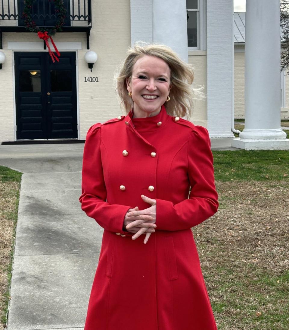 Ann Cabell Baskervill stands in front of the old courthouse in Dinwiddie County, Virginia Jan. 4, 2024. The courts had moved across U.S. Route 1 by the time Baskervill became the county commonwealth's attorney, but she will forever be linked to probably the most high-profile civil-rights case in the rural county with the death of Irvo Otieno.