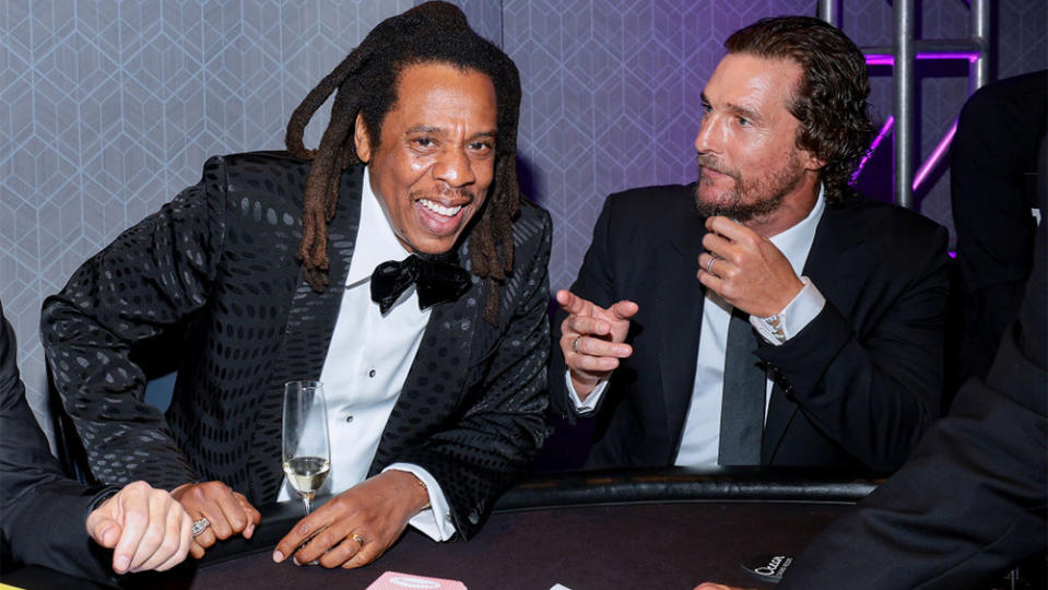 ATLANTIC CITY, NEW JERSEY - SEPTEMBER 30: (L-R) Jay-Z and Matthew McConaughey attend as Michael Rubin, Meek Mill, Jay-Z, and more Host Inaugural REFORM Alliance Casino Night Event at Ocean Casino Resort on September 30, 2023 in Atlantic City, New Jersey. (Photo by Dimitrios Kambouris/Getty Images for REFORM Alliance)