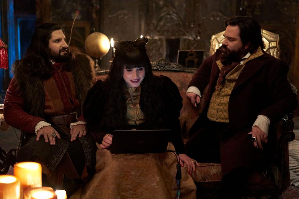 Kayvan Novak, Natasia Demetriou, and Matt Berry from "The Curse" (Season 2, Episode 204)