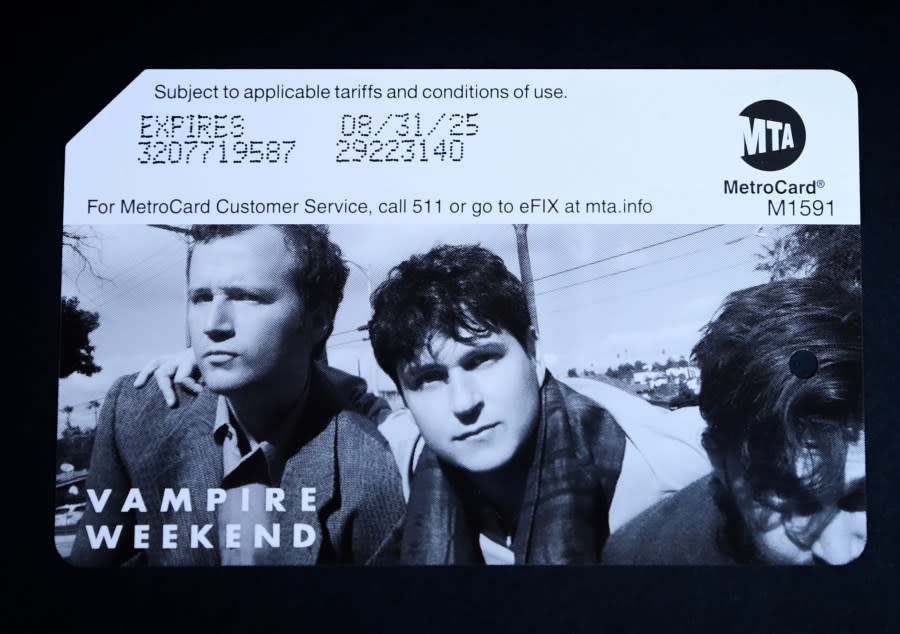 Commemorative “Vampire Weekend” MetroCards on Thursday, May 16, 2024. (Marc A. Hermann / MTA)