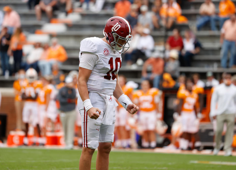 The Alabama offense is still humming along with Mac Jones under center. (Photo by Kent Gidley/Collegiate Images/Getty Images)