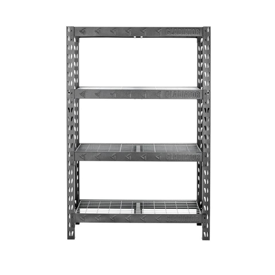 <p><a href="https://go.redirectingat.com?id=74968X1596630&url=https%3A%2F%2Fwww.homedepot.com%2Fp%2FGladiator-4-Tier-Welded-Steel-Garage-Storage-Shelving-Unit-48-in-W-x-72-in-H-x-18-in-D-GARS484TEG%2F300055808&sref=https%3A%2F%2Fwww.popularmechanics.com%2Fhome%2Fg37533798%2Fbest-garage-shelving%2F" rel="nofollow noopener" target="_blank" data-ylk="slk:Shop Now;elm:context_link;itc:0;sec:content-canvas" class="link ">Shop Now</a></p><p>4-Tier Garage Shelving Units</p><p>$179.99</p><p>homedepot.com</p>