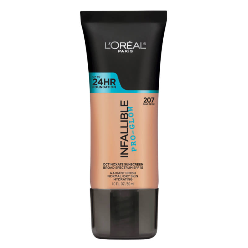 <p>A lit-from-within glow may look like a million bucks, but L'Oreal's radiant finish foundation will only set you back $12.</p><p>Buy it <a rel="nofollow noopener" href="https://www.target.com/p/l-oreal-174-paris-infallible-pro-glow-foundation/-/A-51138334" target="_blank" data-ylk="slk:here;elm:context_link;itc:0;sec:content-canvas" class="link ">here</a> for $12.</p>