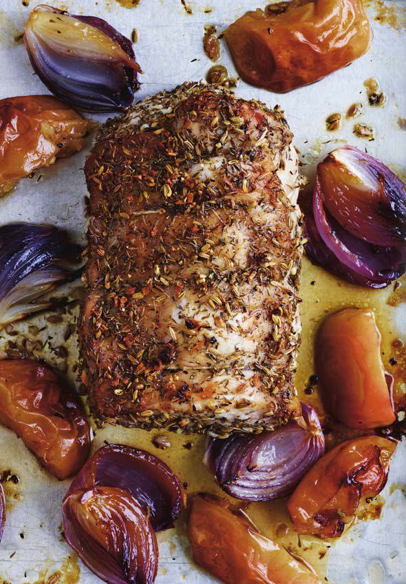 Roast Pork Loin with Apples and Onions