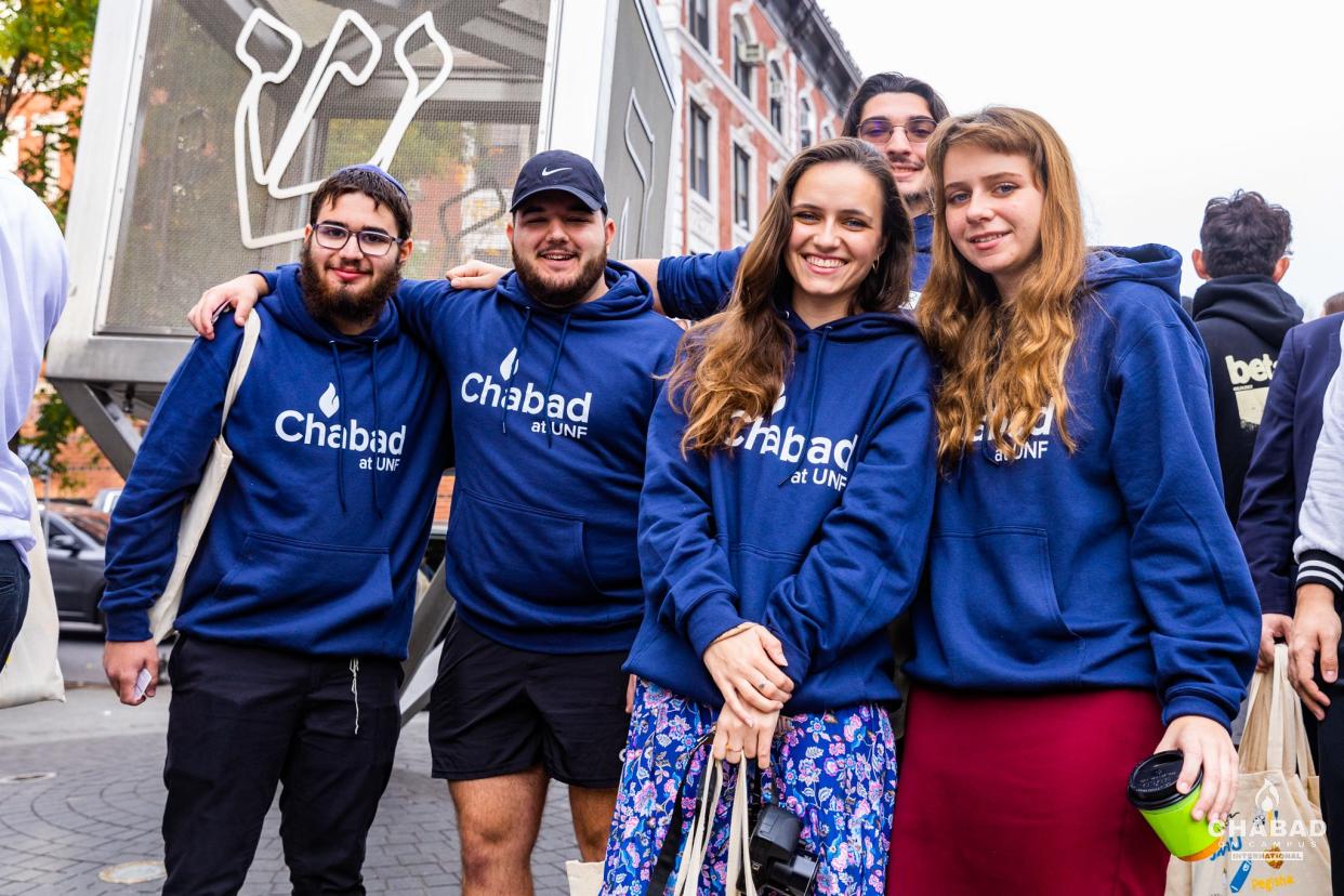 A group of UNF students are shown on Oct. 27, 2023 during a trip to Chabad World Headquarters in New York for the annual Pegisha Conference, where they joined 1,500 other Jewish students from around the world in social events, educational activities, networking and more.