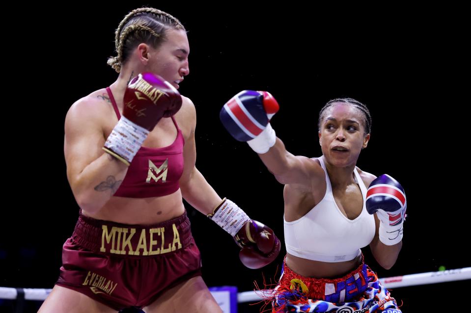 Natasha Jonas (right) and Mikaela Mayer during their welterweight title fight (Getty Images)