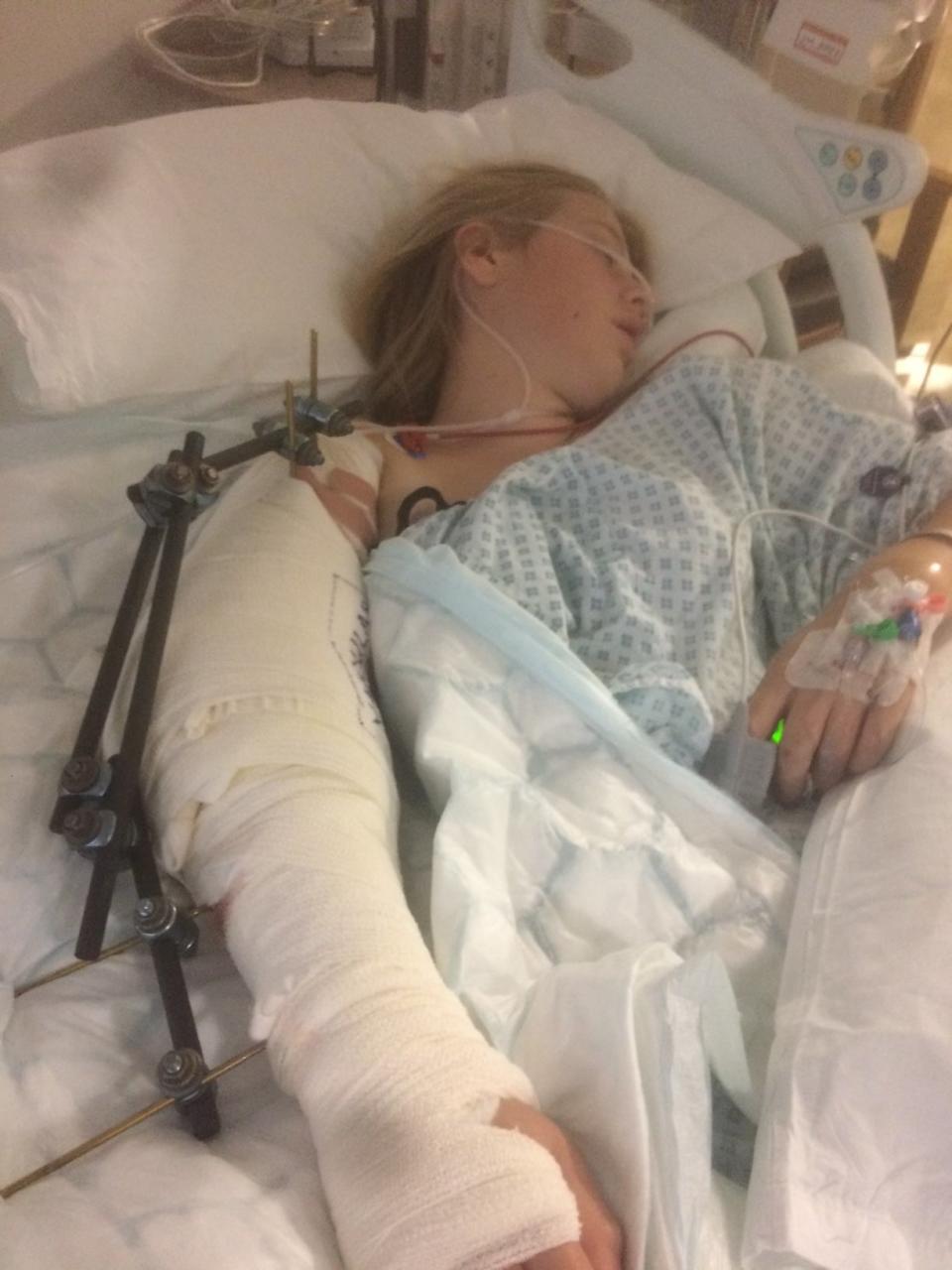 Laura Armstrong after surgery at the Royal London hospital (Irwin Mitchell)