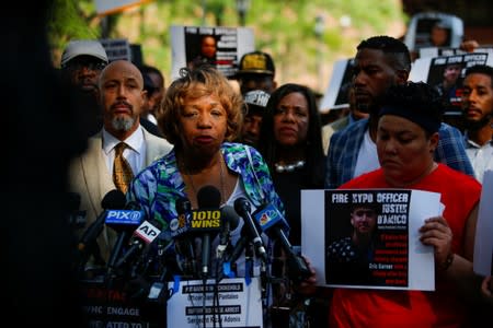 Carr, mother of Eric Garner speaks during a press conference outside Police Headquarters in New York