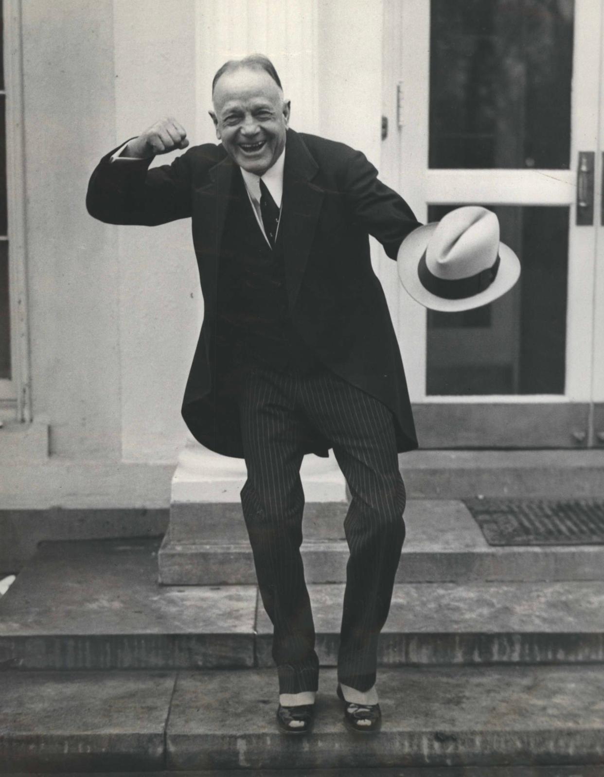 Billy Sunday at White House on Easter Monday 1931 before the huge throngs that gathered at the White House for the traditional Easter Monday Egg Roll. He was later received by President Herbert Hoover.