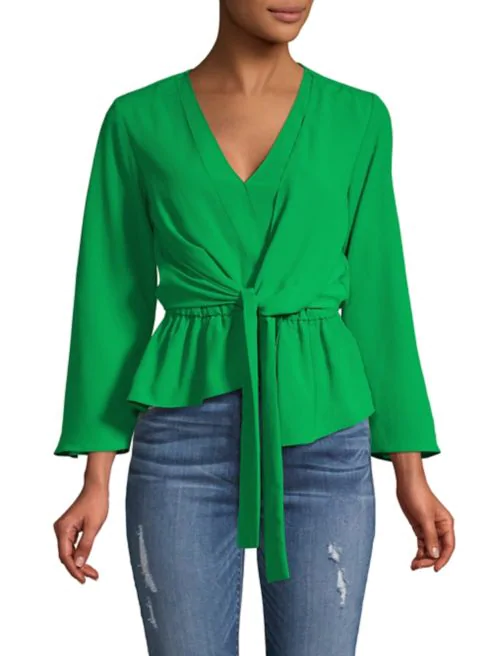 TOPSHOP Tiffany V-Neck Peplum Wrap Blouse