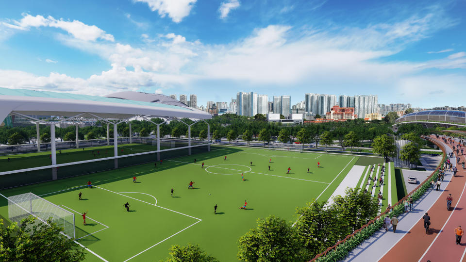 The new Kallang Football Hub in the Kallang Alive precinct. (INFOGRAPHIC: Sport Singapore)