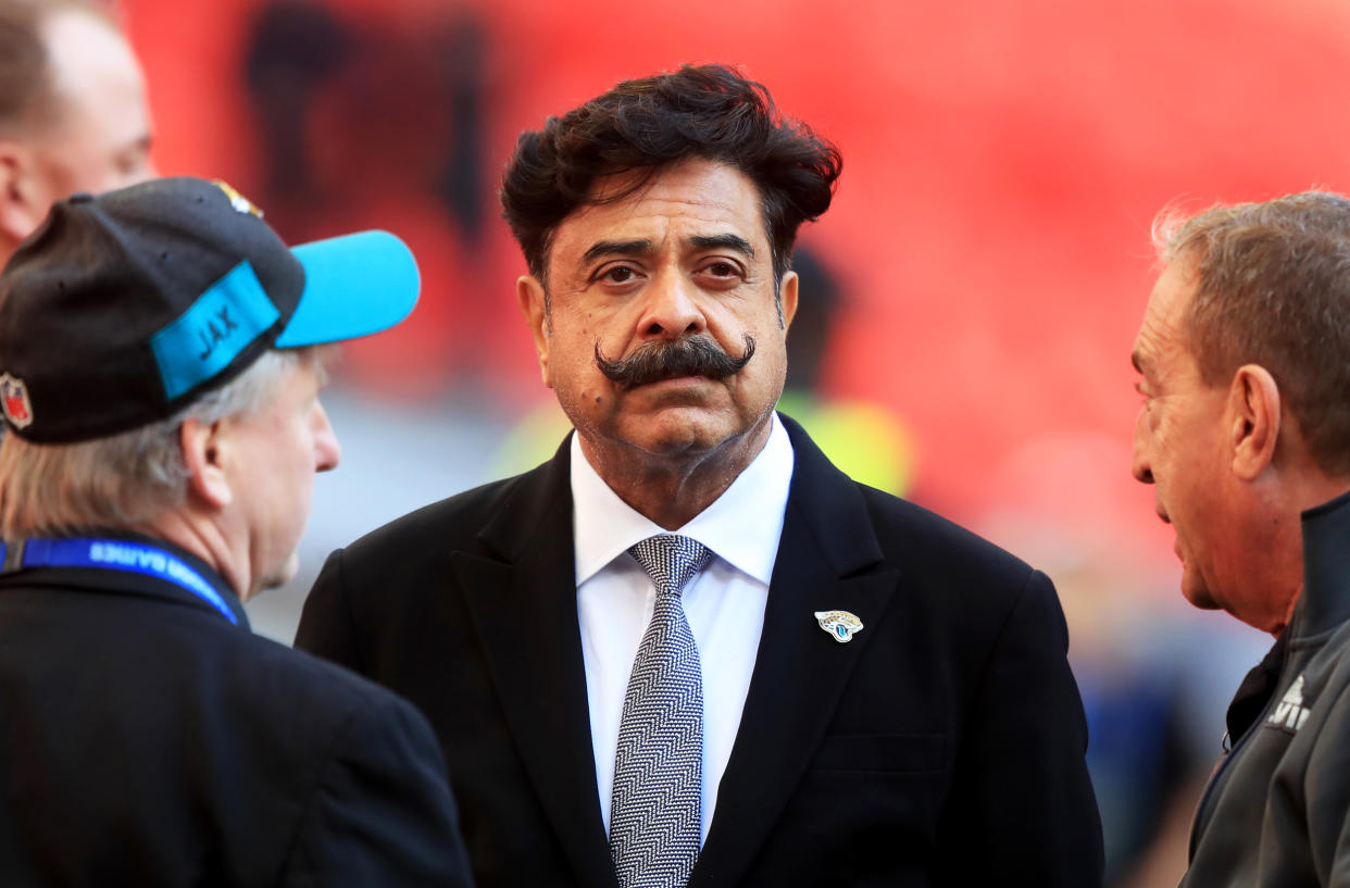 Jacksonville Jaguars owner Shad Khan attends an NFL International Series match at Wembley Stadium in London on Oct. 28, 2018. (Simon Cooper / PA Images via Getty Images file)