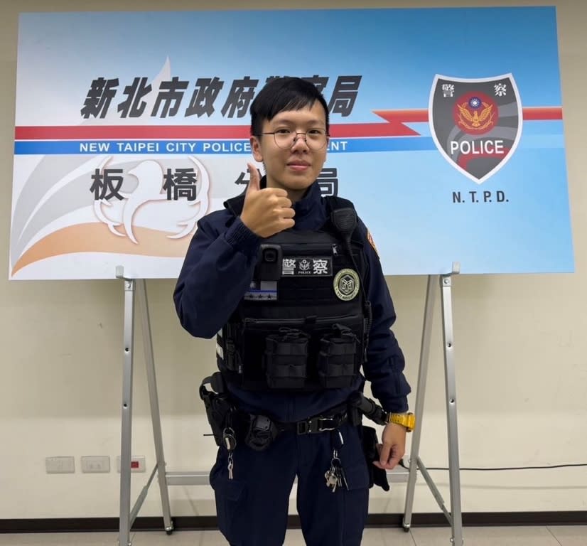 《圖說》警員陳紀霖警專40期，從事警察工作未滿1年，但對工作充滿熱忱。〈板橋分局提供〉