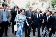 <p>En mai 1983, Valéry Giscard d'Estaing fait un déplacement à Lyon. Il y prononce un discours sur «le projet de société pour l'opposition».</p>