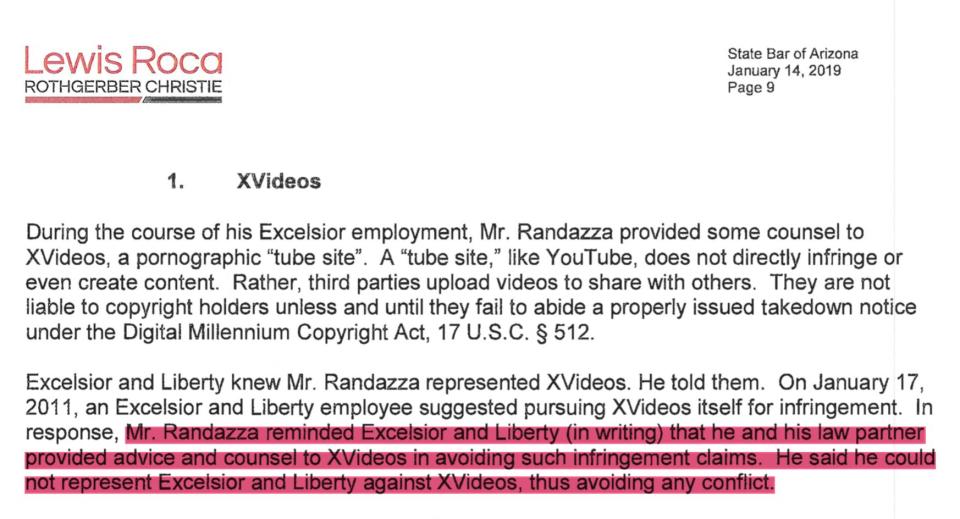 Randazza's response to the Arizona Bar. View the full document <a href="https://www.scribd.com/document/402515692/Randazza-AZ-Bar-Reply" target="_blank" rel="noopener noreferrer">here</a>. (Photo: Tom Retzlaff)