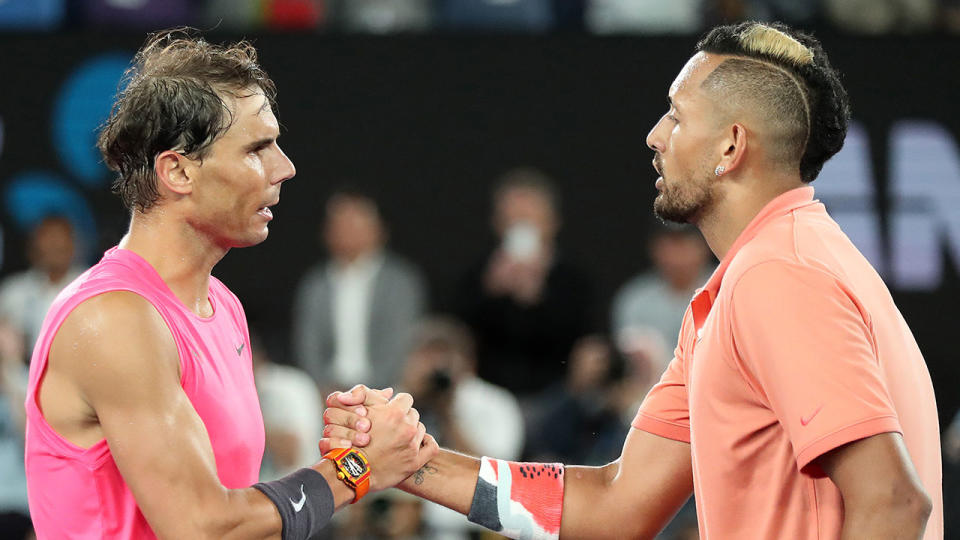 Rafael Nadal and Nick Kyrgios' Australian Open grudge match was played out in great spirits. Pic: Getty