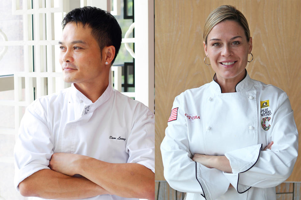 Chefs Sam Leong (left) and Cat Cora will be at The GREAT Food Festival. (Photo: Resorts World Sentosa)