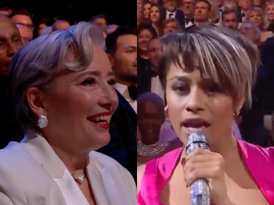 Emma Thompson and Ariana DeBose at the 2023 Baftas (Twitter)