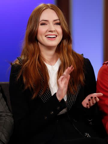 <p>Randy Holmes/Disney General Entertainment Content/Getty</p> Karen Gillan on 'Jimmy Kimmel Live!'.