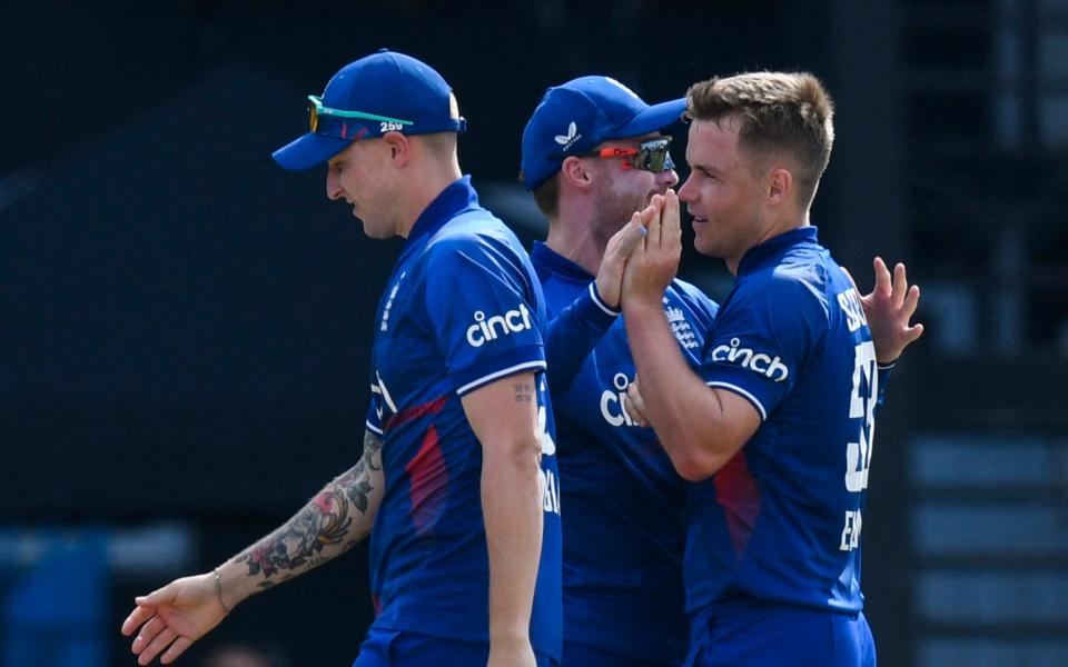 Sam Curran reacts after dismissing Brandon King