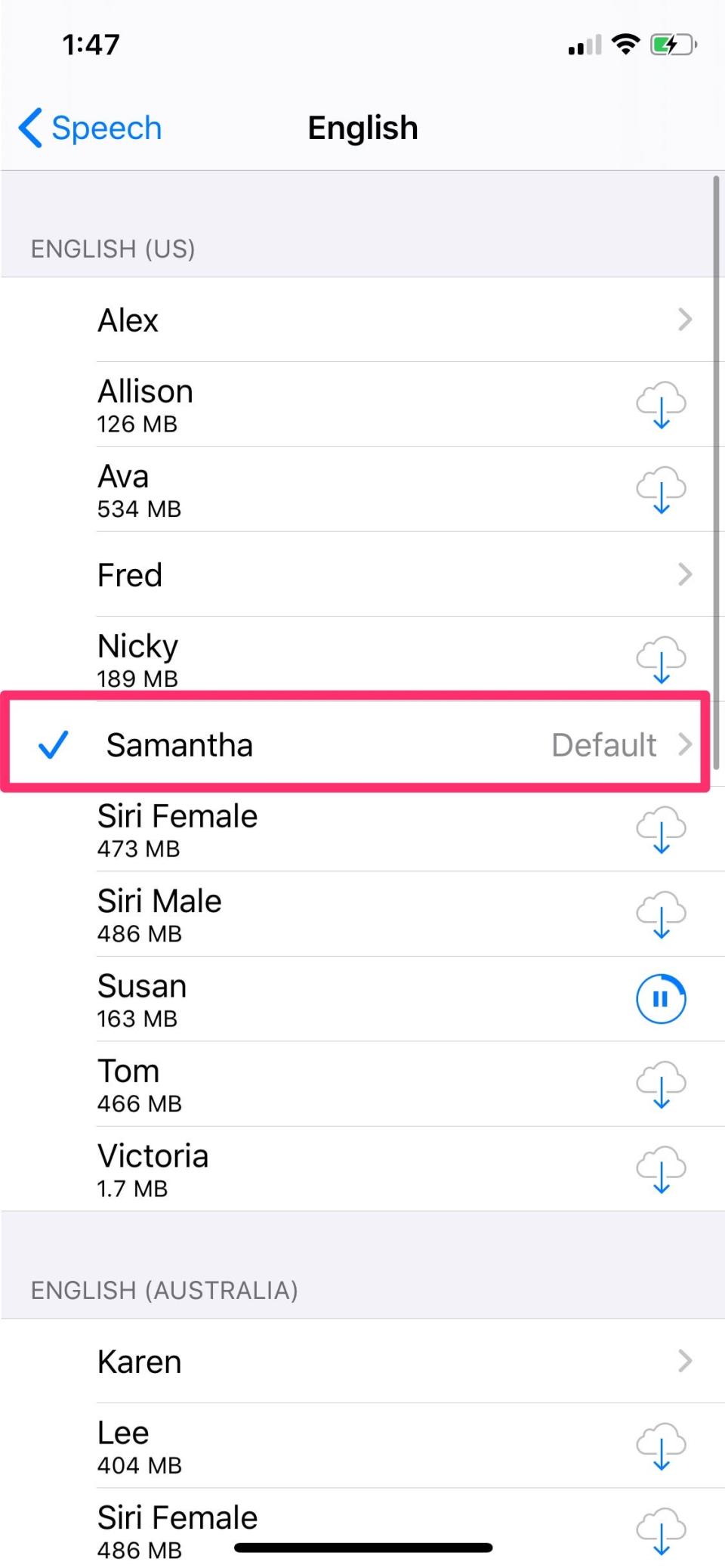 How to change voice on iPhone