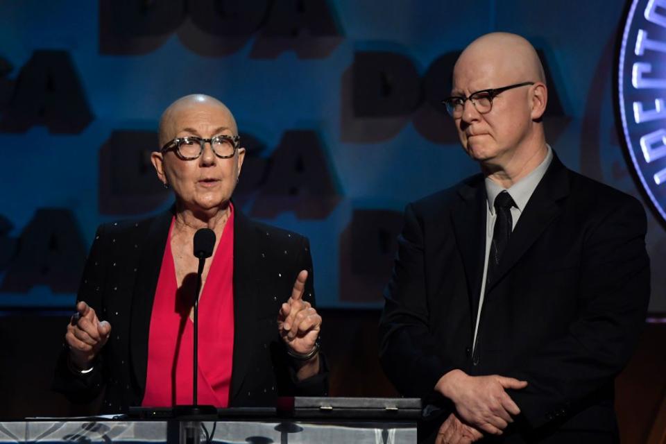 LOS ANGELES, CALIFORNIA - JANUARY 25: (L-R) Julia Reichert and Steven Bognar accept Documentary for 'American Factory' onstage during the 72nd Annual Directors Guild Of America Awards at The Ritz Carlton on January 25, 2020 in Los Angeles, California. (Photo by Kevork Djansezian/Getty Images)